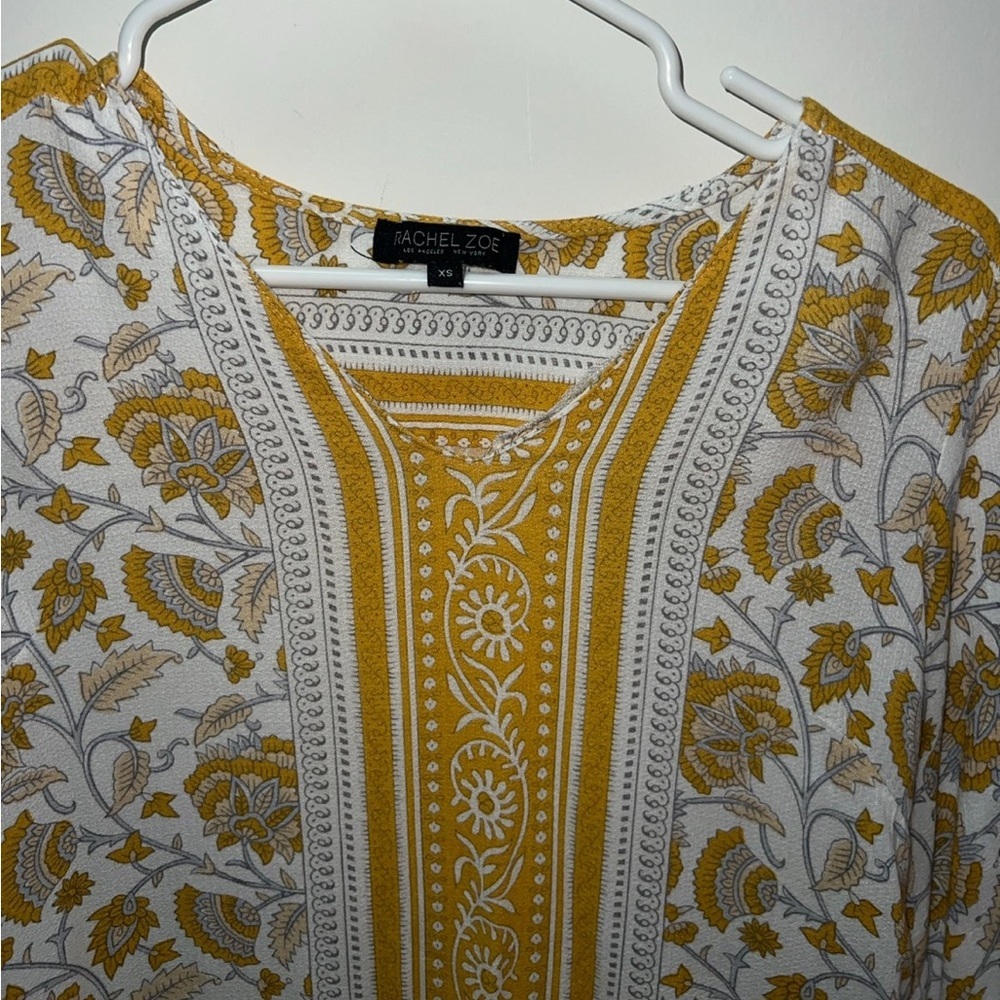 Rachel Zoe gold paisley blouse size XS - Picture 2 of 8